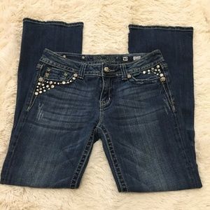 Miss Me Jeans - MISS ME JP5141BR Boot Whisker Dark Studded Flaps Miss Me Jeans - MISS ME JP5141BR Boot Whisker Dark Studded Flaps
